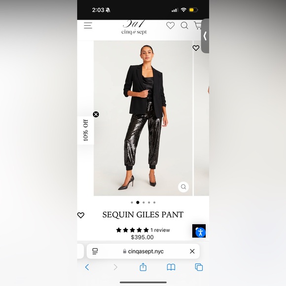 COPY - Cinq a sept sequin Giles pants - Picture 2 of 8